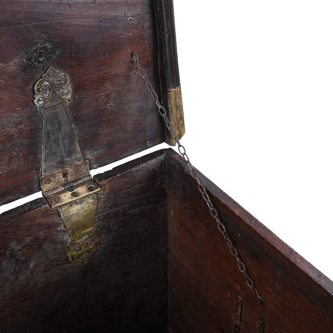 Chain Detail From Dutch Colonial Teak And Brass Chest On Stand With Two Drawers 18Th Century | Indigo Antiques
