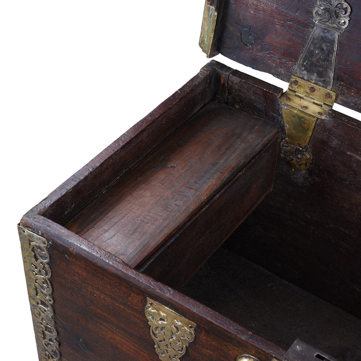 Candle Box Detail From Dutch Colonial Teak And Brass Chest On Stand With Two Drawers 18Th Century | Indigo Antiques