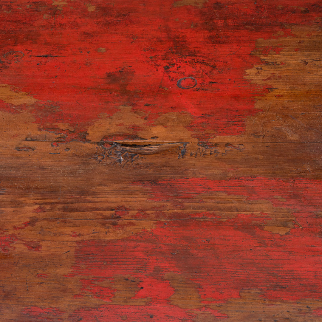 Surface Detail From Painted Tibetan Cabinet With Gilt Dragon And Floral Phoenix Panels On Square Scroll Feet