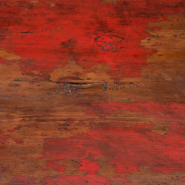 Surface Detail From Painted Tibetan Cabinet With Gilt Dragon And Floral Phoenix Panels On Square Scroll Feet