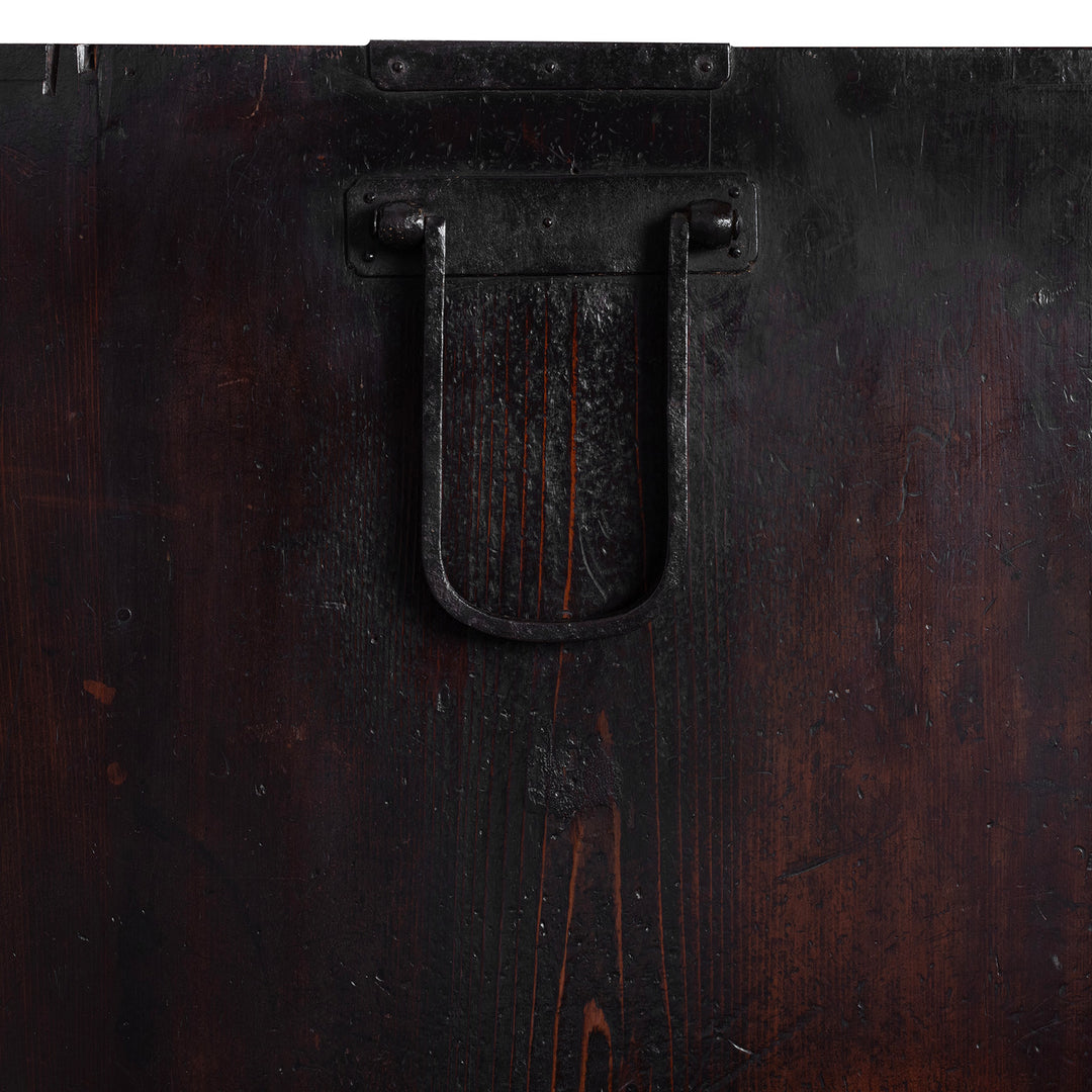 Handle Detail From Edo Period Japanese Cho Dansu With Sliding Doors And Drawers | Indigo Antiques