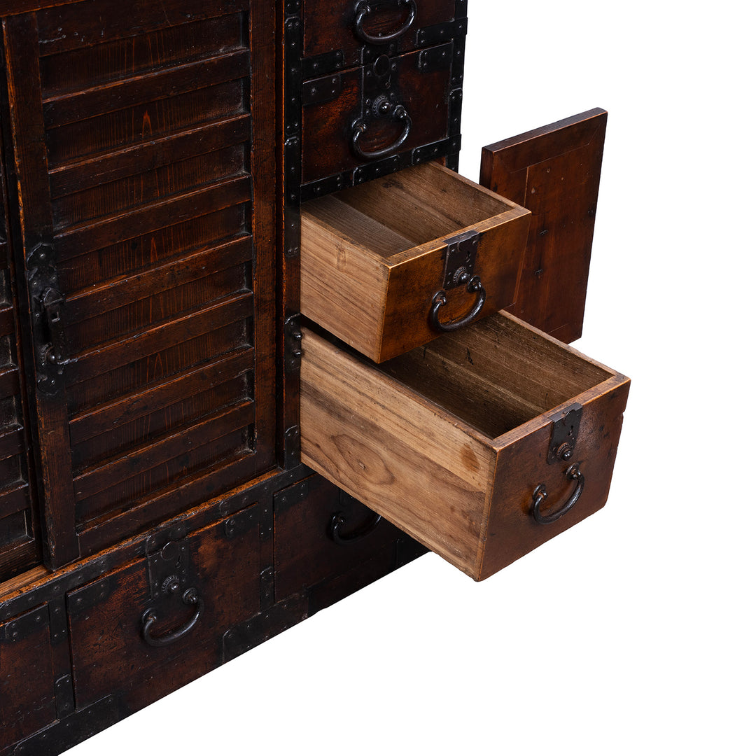 Drawer Detail From Edo Period Japanese Cho Dansu With Sliding Doors And Drawers | Indigo Antiques