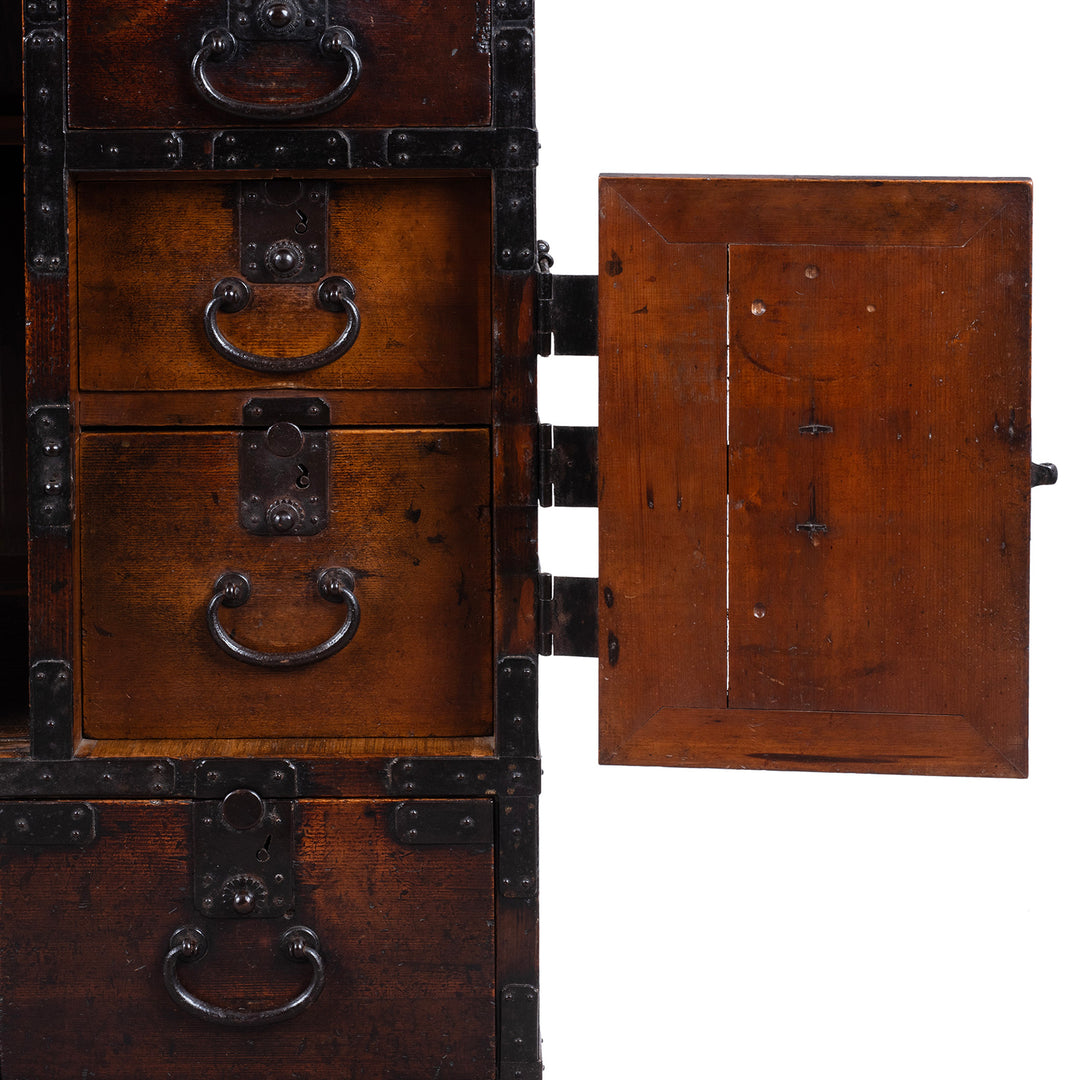 Compartment Detail From Edo Period Japanese Cho Dansu With Sliding Doors And Drawers | Indigo Antiques