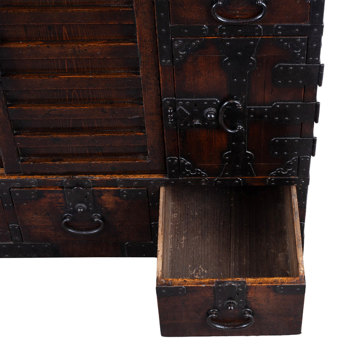 Drawer Interior Detail From Edo Period Japanese Cho Dansu With Sliding Doors And Drawers | Indigo Antiques