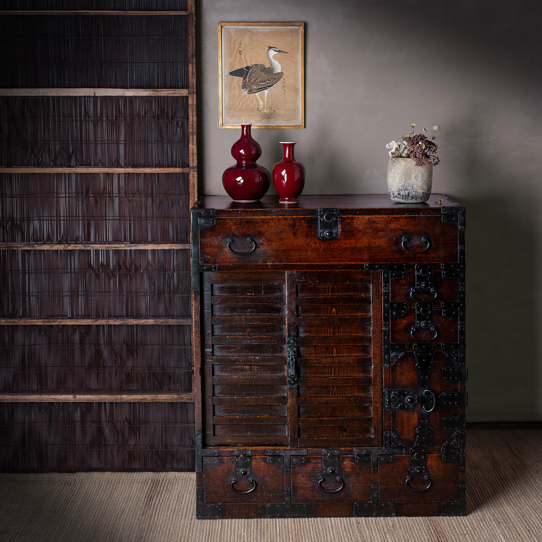 Edo Period Japanese Cho Dansu With Sliding Doors And Drawers | Indigo Antiques