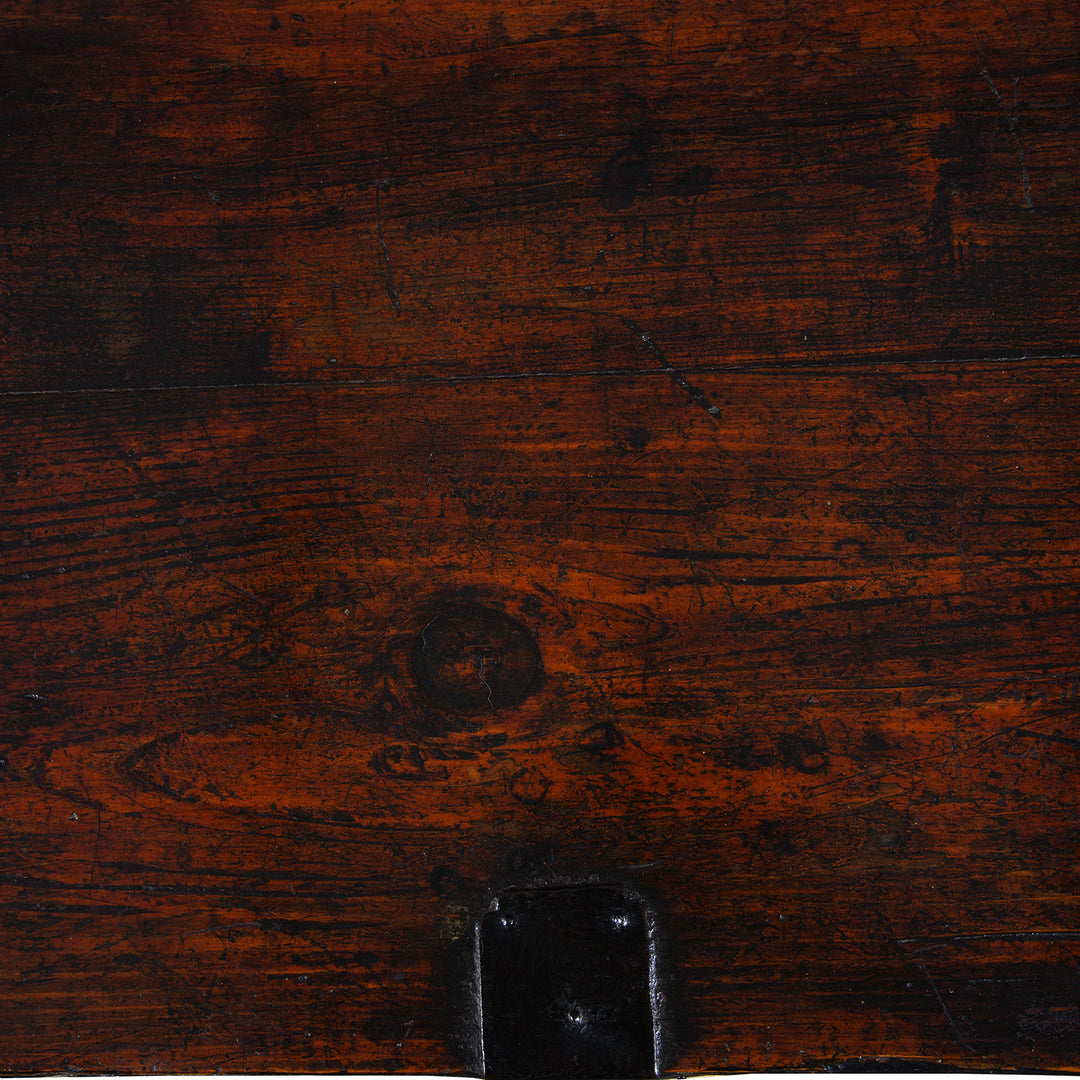 Top Down Detail From 19th Century Edo Period Japanese Kasane Isho Dansu From Sendai With Nine Drawers And Distinctive Hand Forged Ironwork | Indigo Antiques