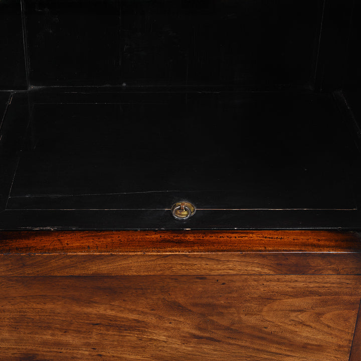 Panel Detail From Large Nineteenth Century Elm Compound Cabinet From Tianjin With Metal Hinges And Black Lacquered Interior | Indigo Antiques