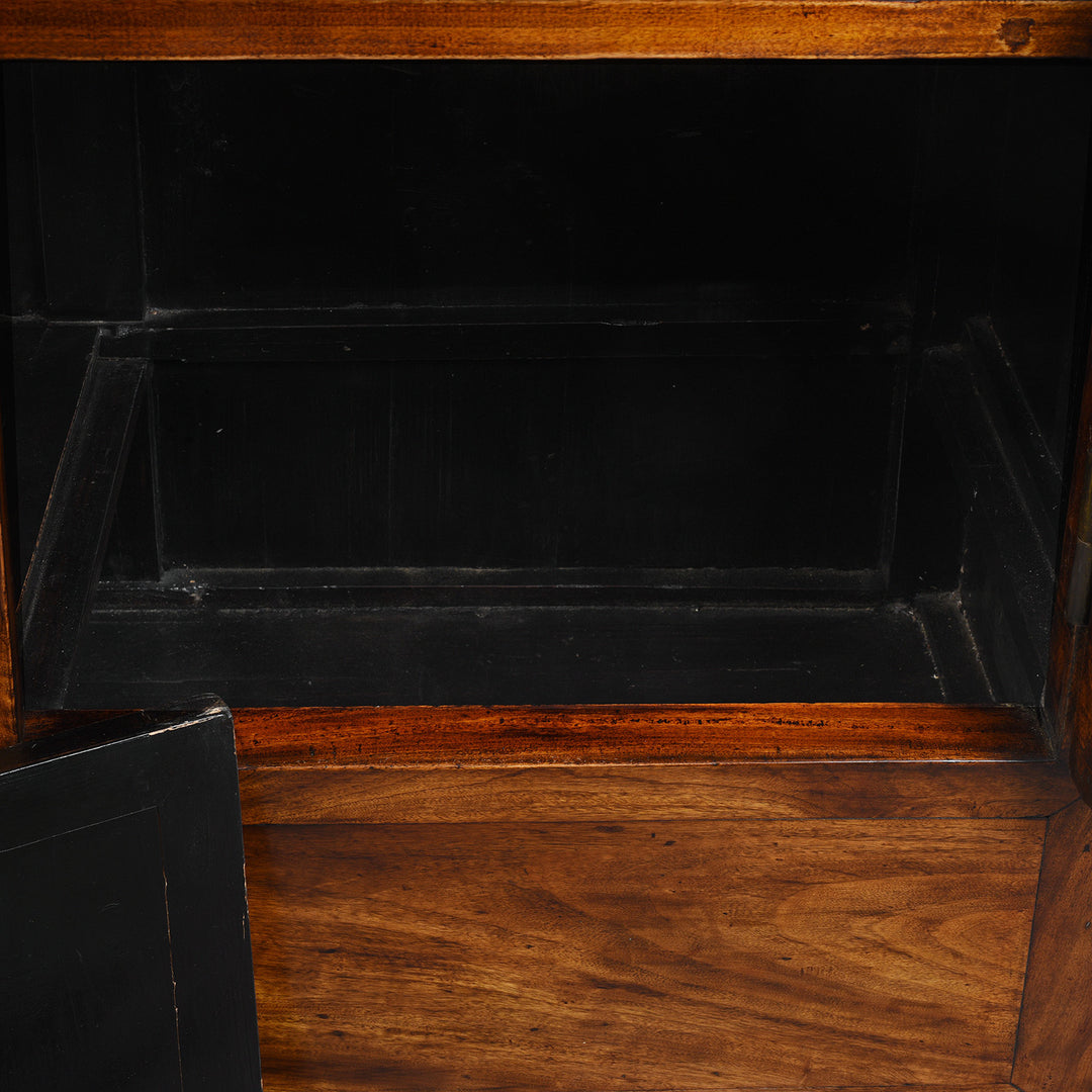 Removed Panel Detail From Large Nineteenth Century Elm Compound Cabinet From Tianjin With Metal Hinges And Black Lacquered Interior | Indigo Antiques