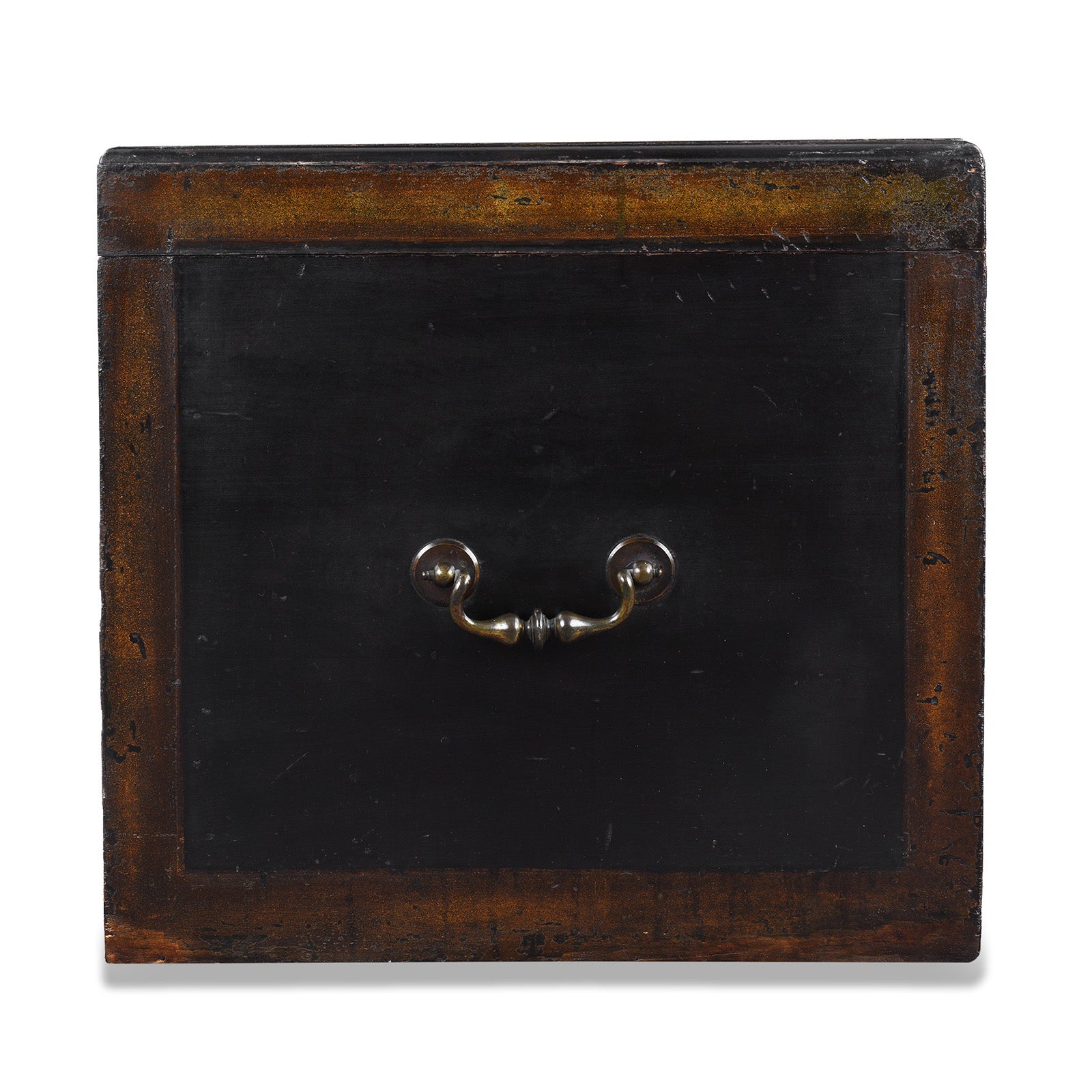 Handle Detail From Lacquered Oak Japanese Export Chest With Gold Takamaki E Landscape Decoration | Indigo Antiques