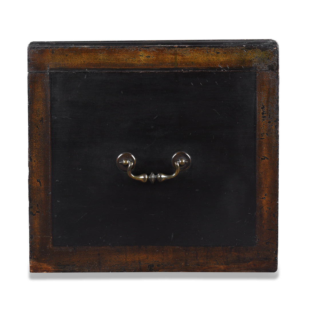 Handle Detail From Lacquered Oak Japanese Export Chest With Gold Takamaki E Landscape Decoration | Indigo Antiques