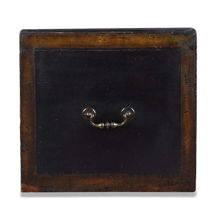 Handle Detail From Lacquered Oak Japanese Export Chest With Gold Takamaki E Landscape Decoration | Indigo Antiques