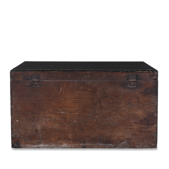 Back Of Lacquered Oak Japanese Export Chest With Gold Takamaki E Landscape Decoration | Indigo Antiques