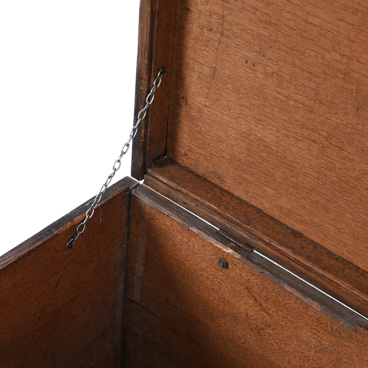 Chain Detail From Lacquered Oak Japanese Export Chest With Gold Takamaki E Landscape Decoration | Indigo Antiques