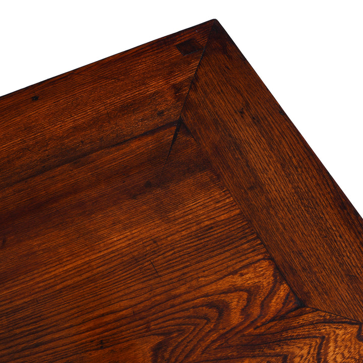 Top Detail From Nineteenth Century Elm Shandong Kang Cabinet With Drawers And Brass Fittings