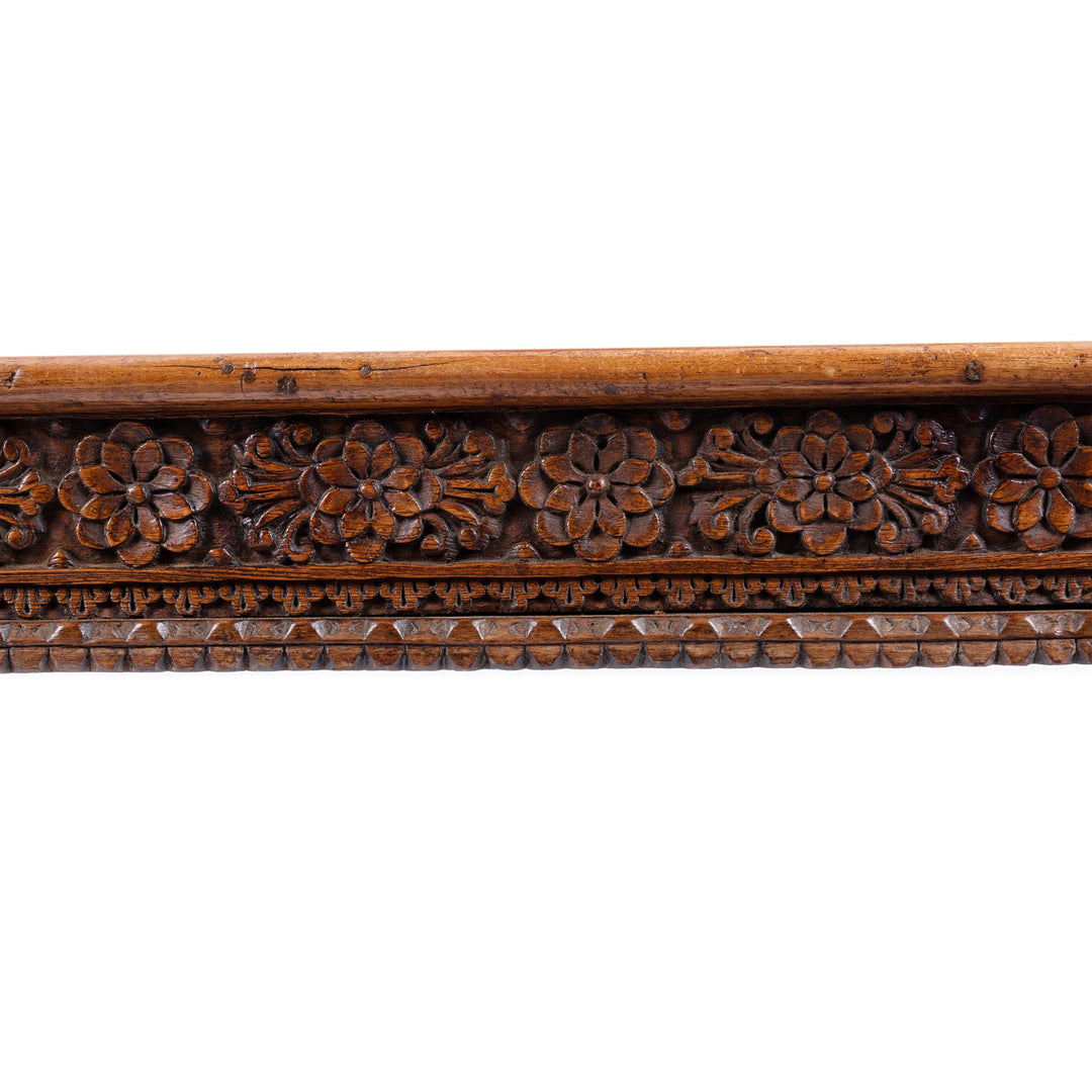 Carving Detail From Bijou Antique Gujarati Takhat Coffee Table In Carved Teak | Indigo Antiques