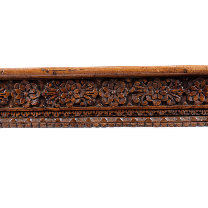 Carving Detail From Bijou Antique Gujarati Takhat Coffee Table In Carved Teak | Indigo Antiques