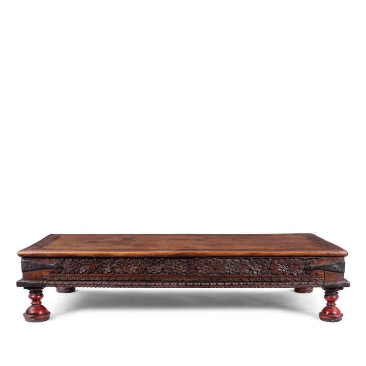Bijou Antique Gujarati Takhat Coffee Table In Carved Teak | Indigo Antiques