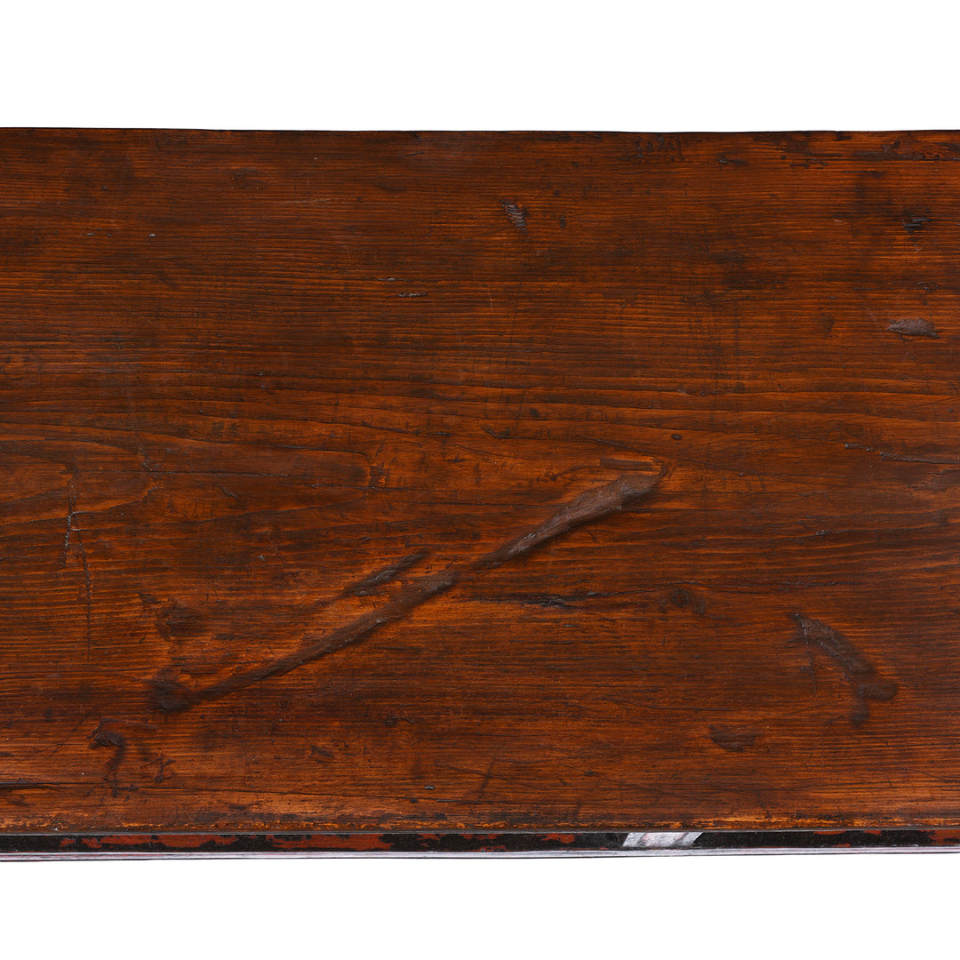 Surface Detail From Antique Tibetan Painted Floral Choksar Prayer Table