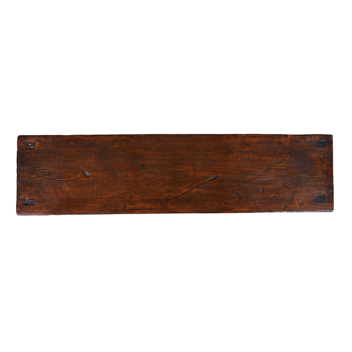 Top Down VIew Of Antique Tibetan Painted Floral Choksar Prayer Table