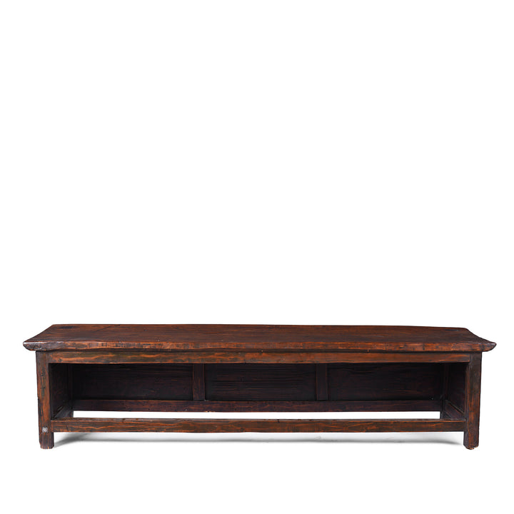 Back Of Antique Tibetan Painted Floral Choksar Prayer Table