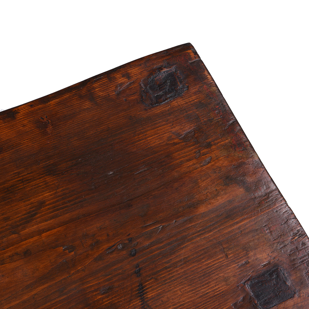 Surface Detail From Antique Tibetan Painted Floral Choksar Prayer Table