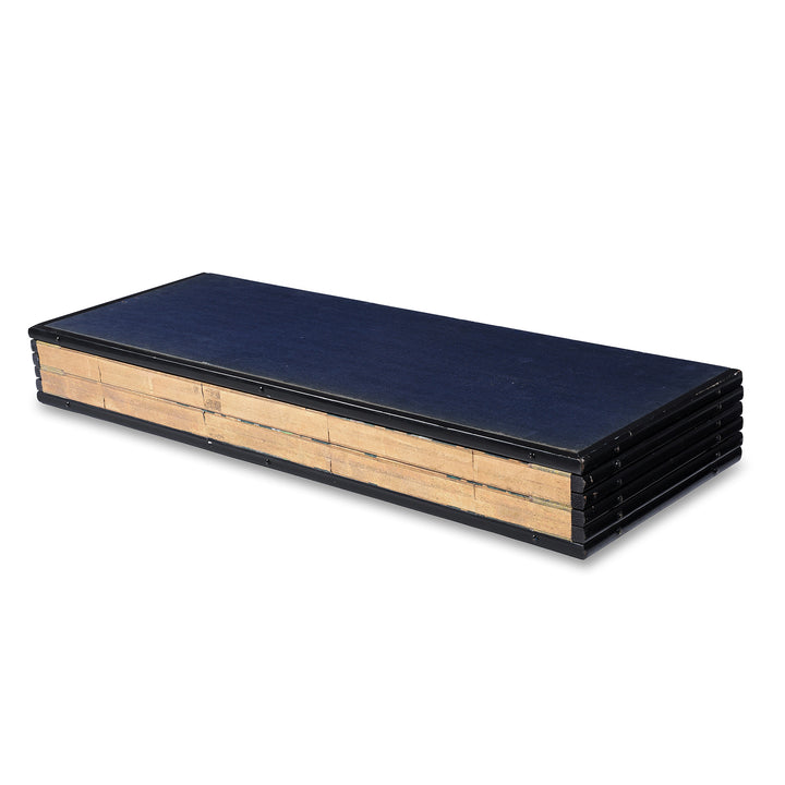 Folded View Of Gold Rinpa Style Six Fold Japanese Byōbu Screen With Peonies On Gold Leaf Ground And Detailed Brocade Border | Indigo Antiques