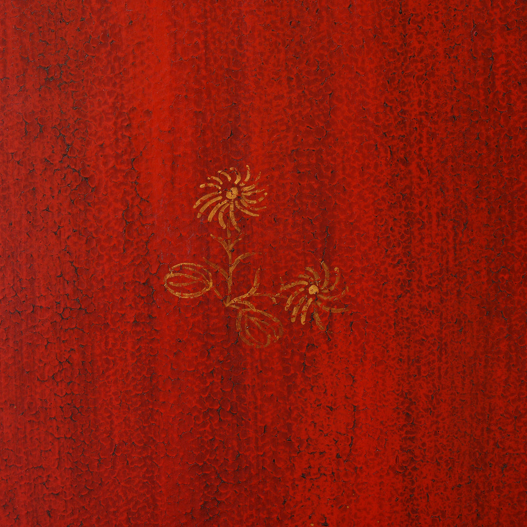 Detail From Chinese Export Red Lacquer Folding Screen With Gilt Figures And Floral Decoration | Indigo Antiques