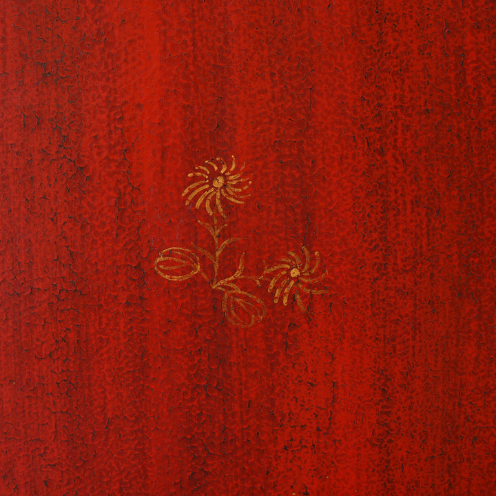 Detail From Chinese Export Red Lacquer Folding Screen With Gilt Figures And Floral Decoration | Indigo Antiques