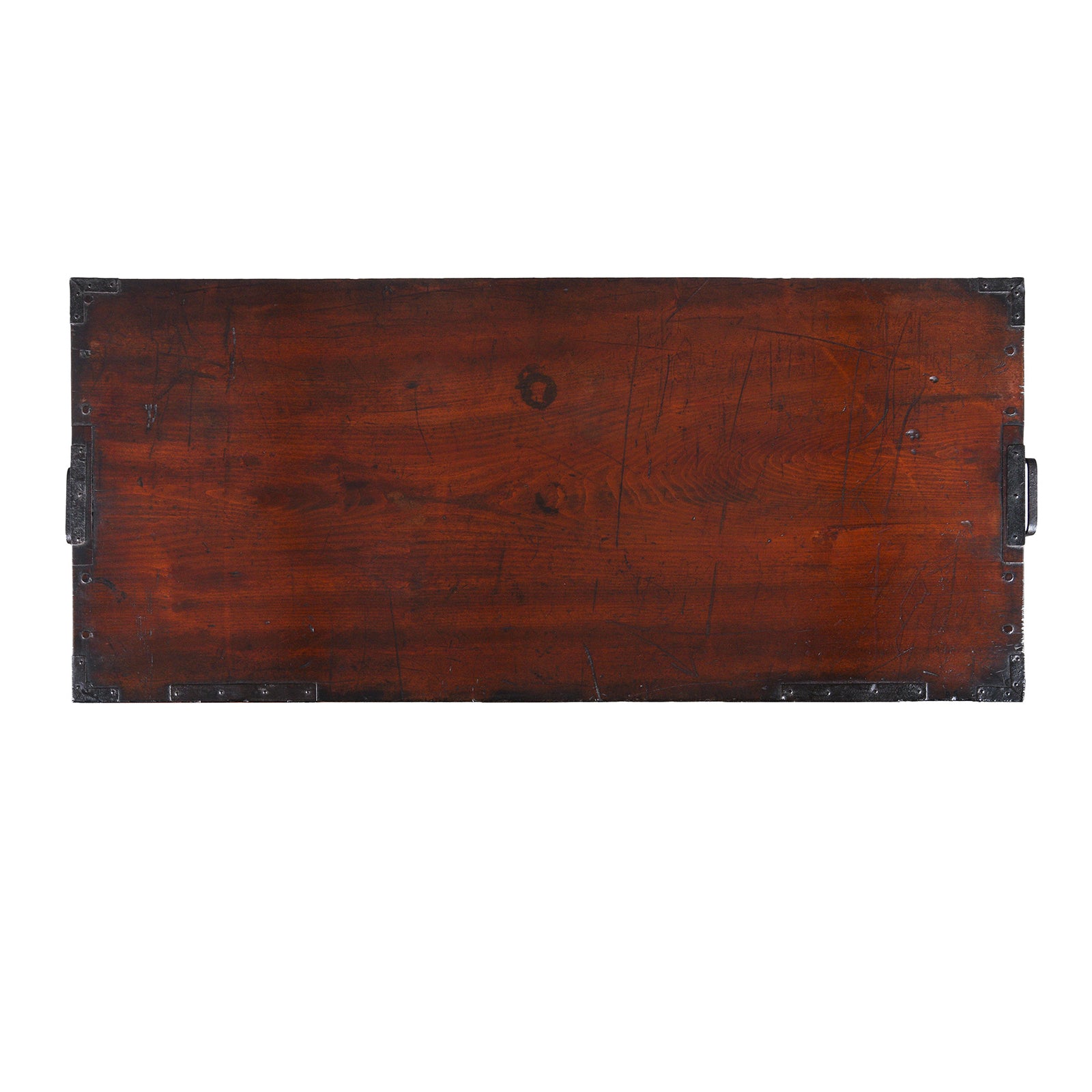 Top Down View Of Kasane Isho Dansu Edo Period Japanese Chest With Red Elm Drawers And Iron Hardware | Indigo Antiques