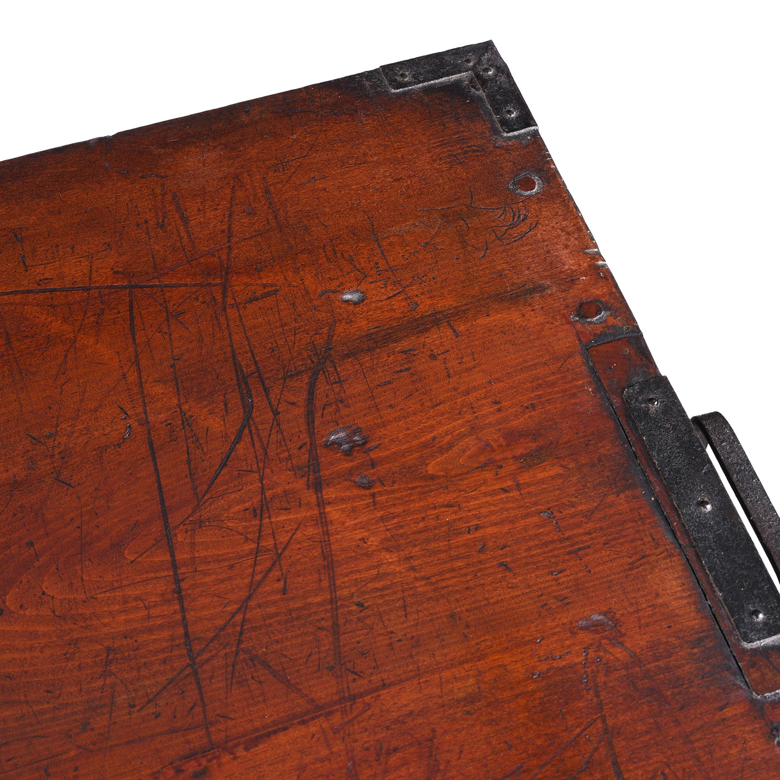 Surface Detail From Top Of Kasane Isho Dansu Edo Period Japanese Chest With Red Elm Drawers And Iron Hardware | Indigo Antiques