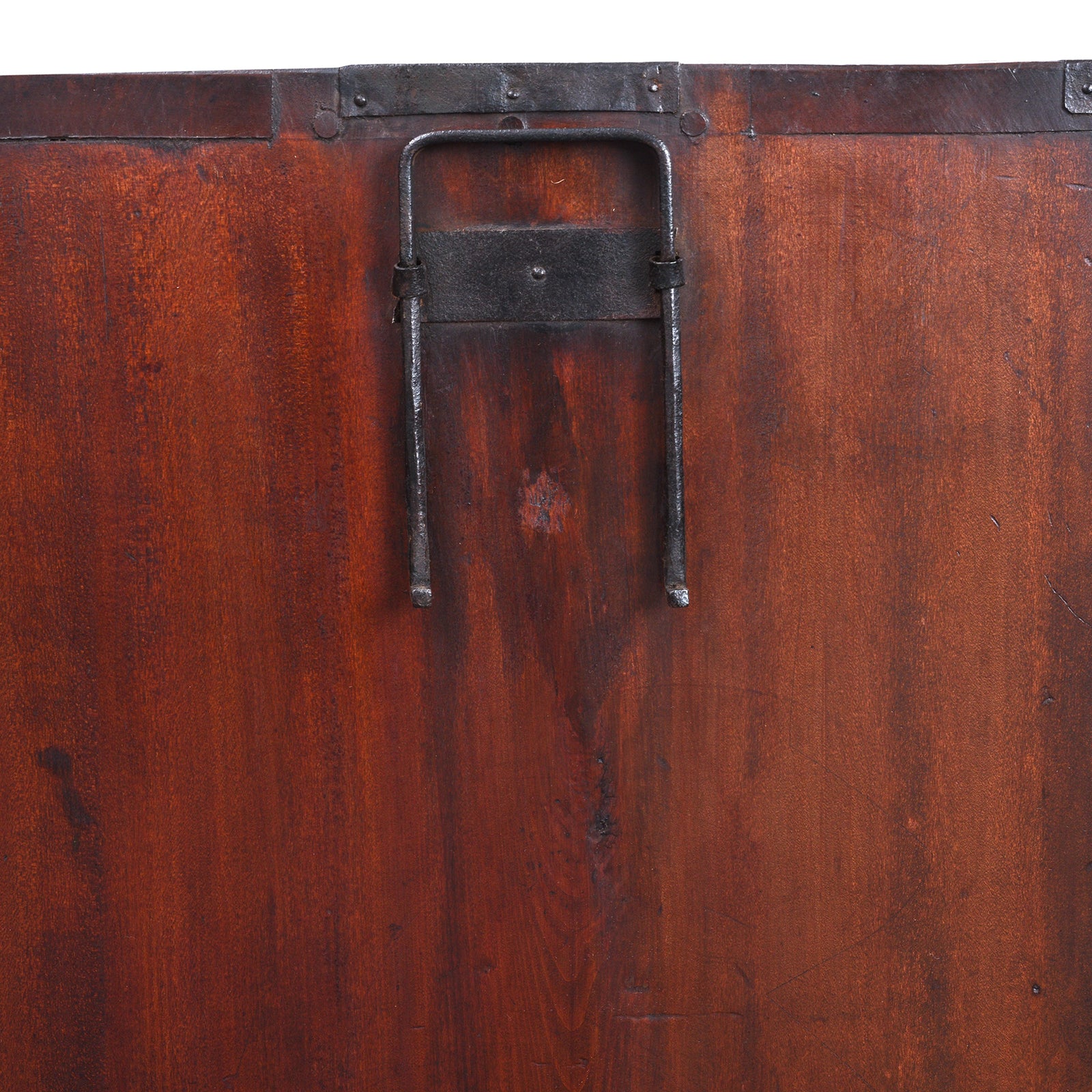 Handle Detail From Kasane Isho Dansu Edo Period Japanese Chest With Red Elm Drawers And Iron Hardware | Indigo Antiques