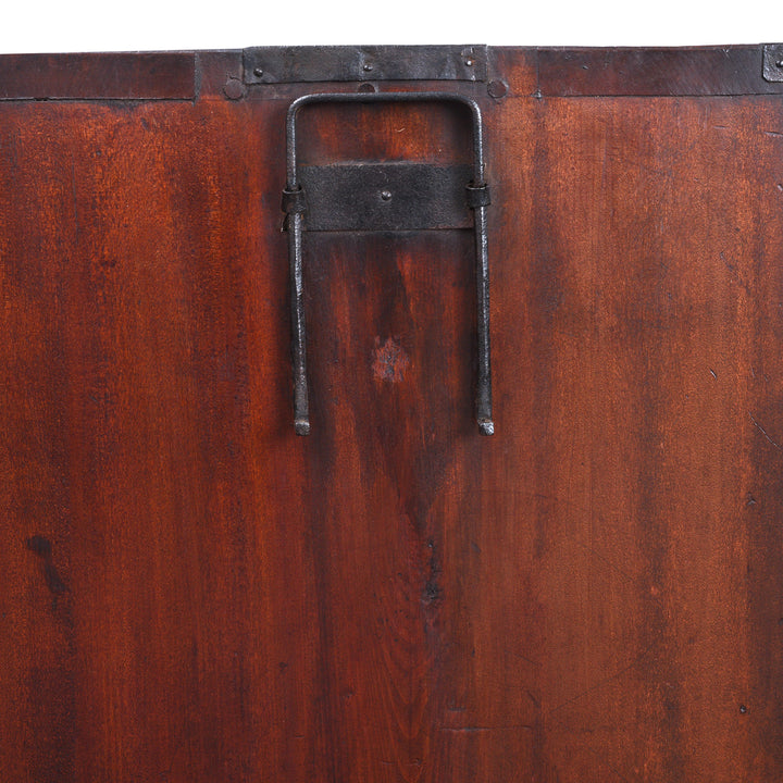 Handle Detail From Kasane Isho Dansu Edo Period Japanese Chest With Red Elm Drawers And Iron Hardware | Indigo Antiques