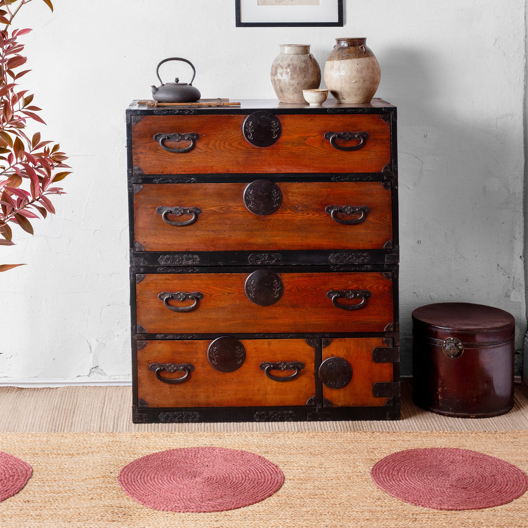 Kasane Isho Dansu Edo Period Japanese Chest With Red Elm Drawers And Iron Hardware | Indigo Antiques