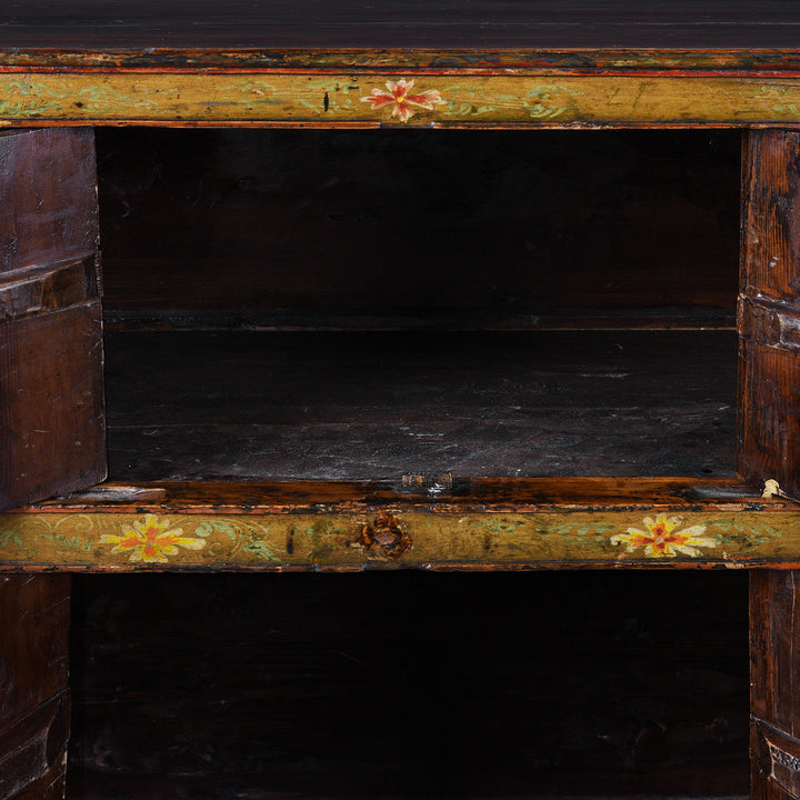 Interior Detail From Antique Tibetan Altar Cabinet with Original Painting | Indigo Antiques