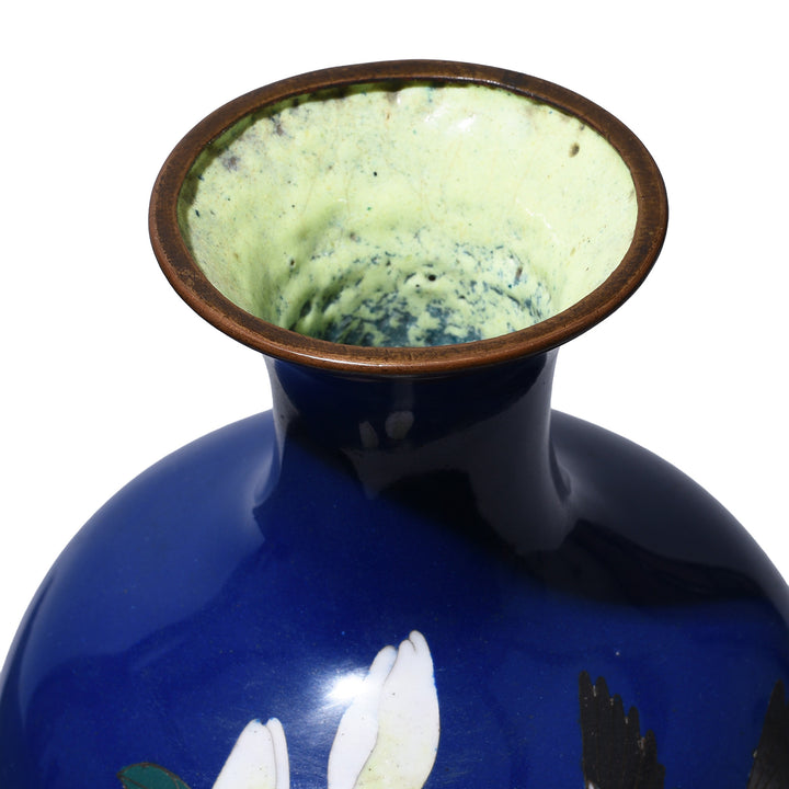 Rim Detail From Antique Japanese Cloisonne Vase - Deep Blue - Meiji Period | Indigo Antiques