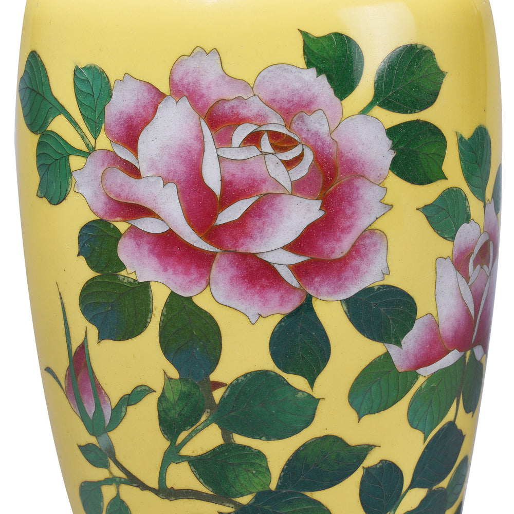 Detail From Antique Japanese Yellow Japanese Cloisonne Vase | Indigo Antiques
