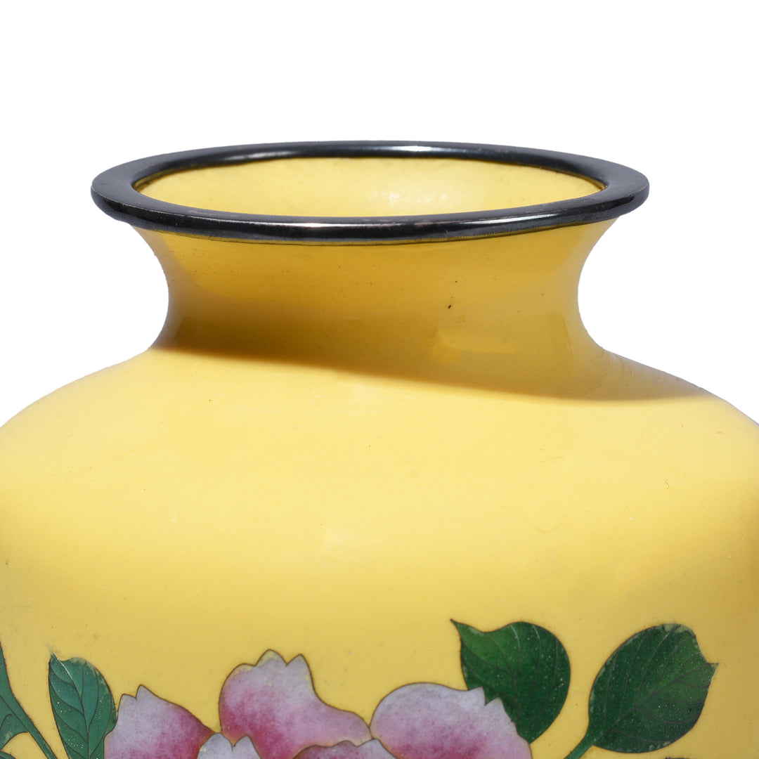 Rim Detail From Antique Japanese Yellow Japanese Cloisonne Vase | Indigo Antiques