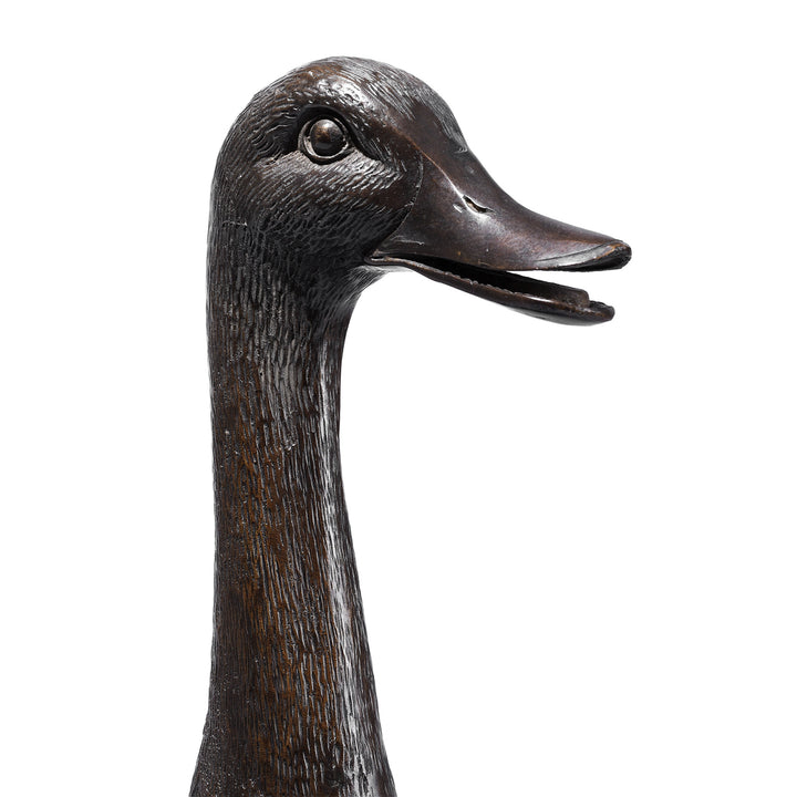Face Detail From Antique Japanese Bronze Duck Okimono | Indigo Antiques