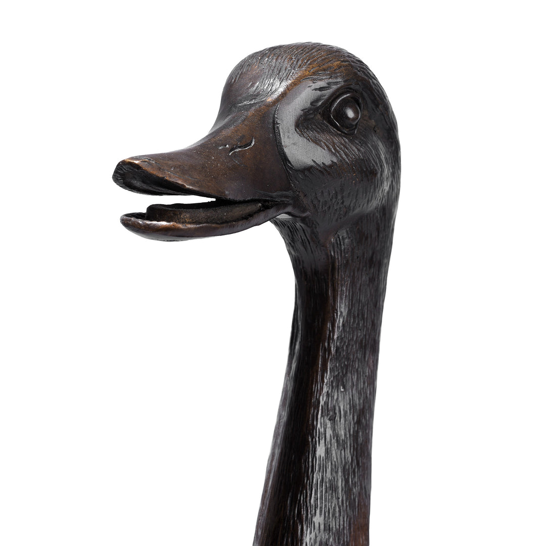 Face Detail From Antique Japanese Bronze Duck Okimono | Indigo Antiques
