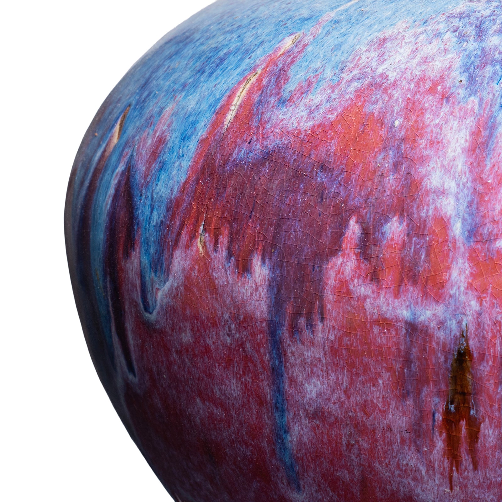 Detail From Late Qing Dynasty Chinese Flambe Glazed Baluster Vase With Red And Blue Drip Glaze