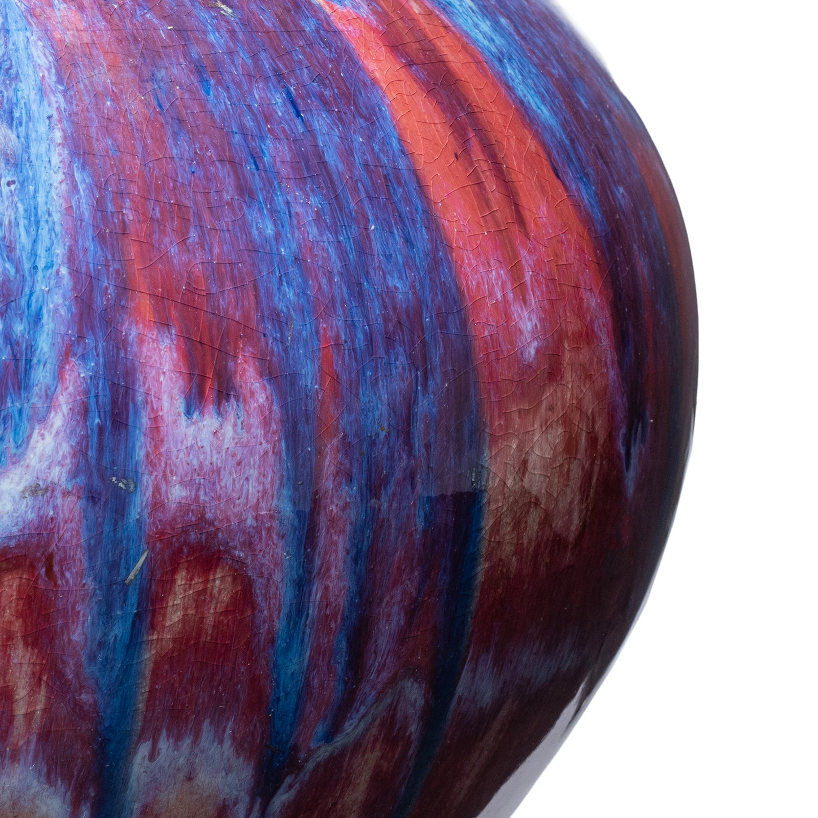 Detail From Late Qing Dynasty Chinese Flambe Glazed Baluster Vase With Red And Blue Drip Glaze