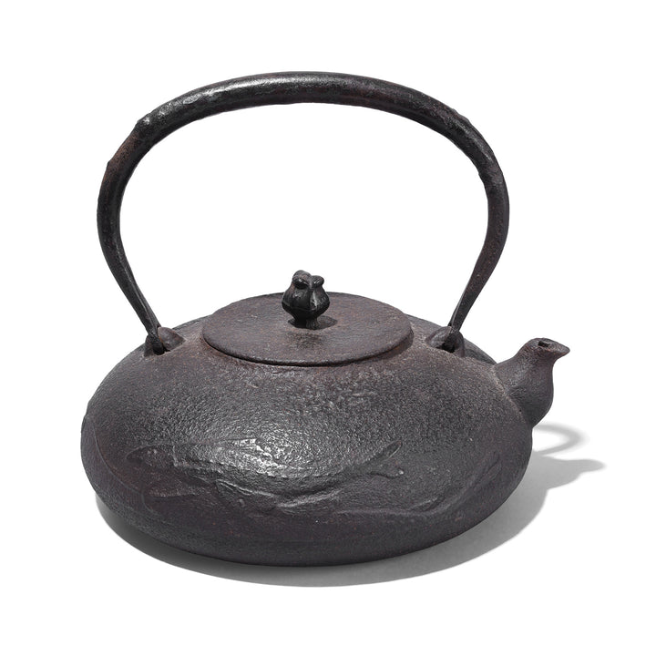 Edo Period Japanese Cast Iron Kettle with Bamboo Mats | Indigo Antiques