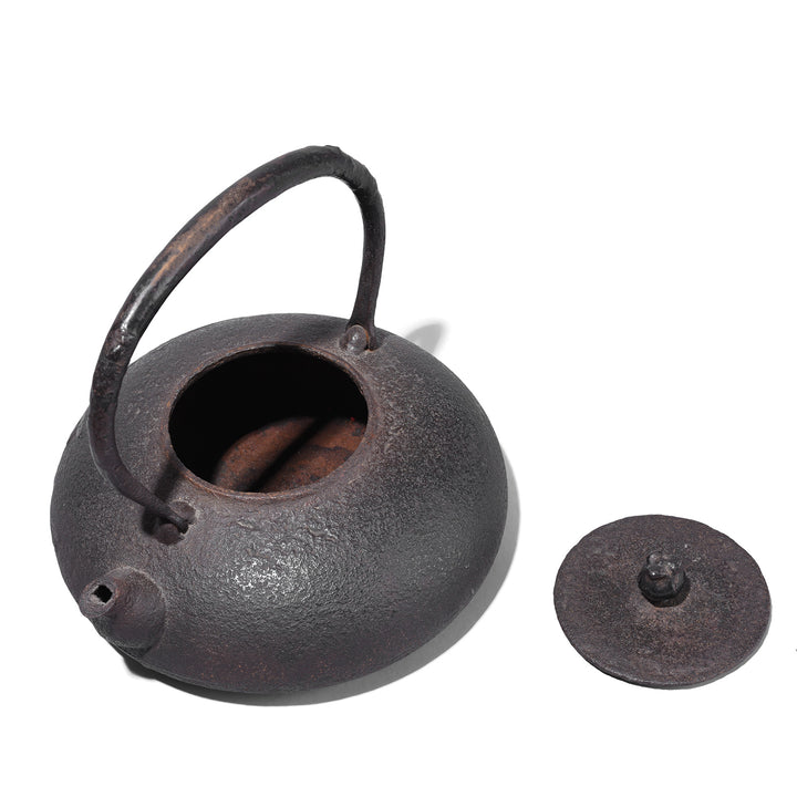 Edo Period Japanese Cast Iron Kettle with Bamboo Mats | Indigo Antiques