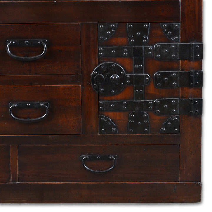 Ironwork Detail From Antique Japanese Mizuya Dansu | Indigo Antiques