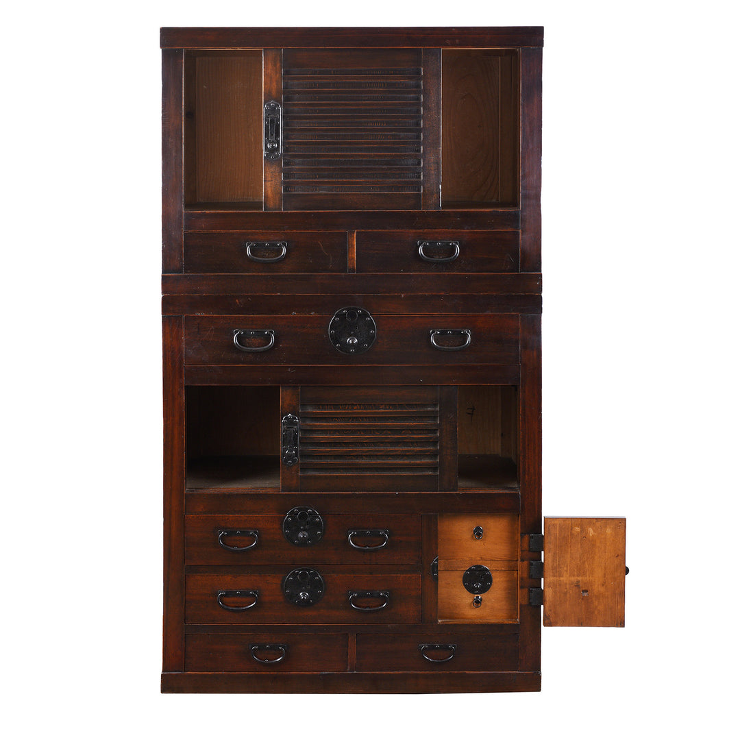 Open View Of Antique Japanese Mizuya Dansu | Indigo Antiques