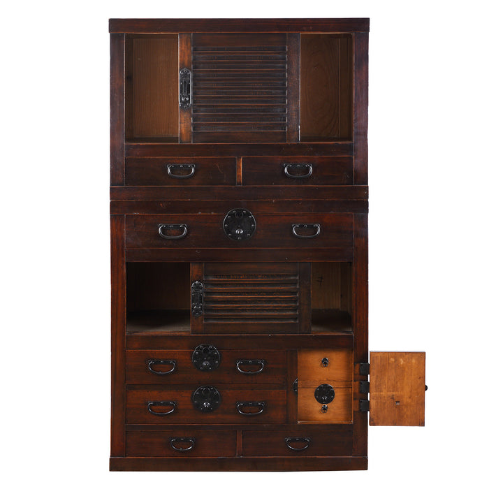 Open View Of Antique Japanese Mizuya Dansu | Indigo Antiques