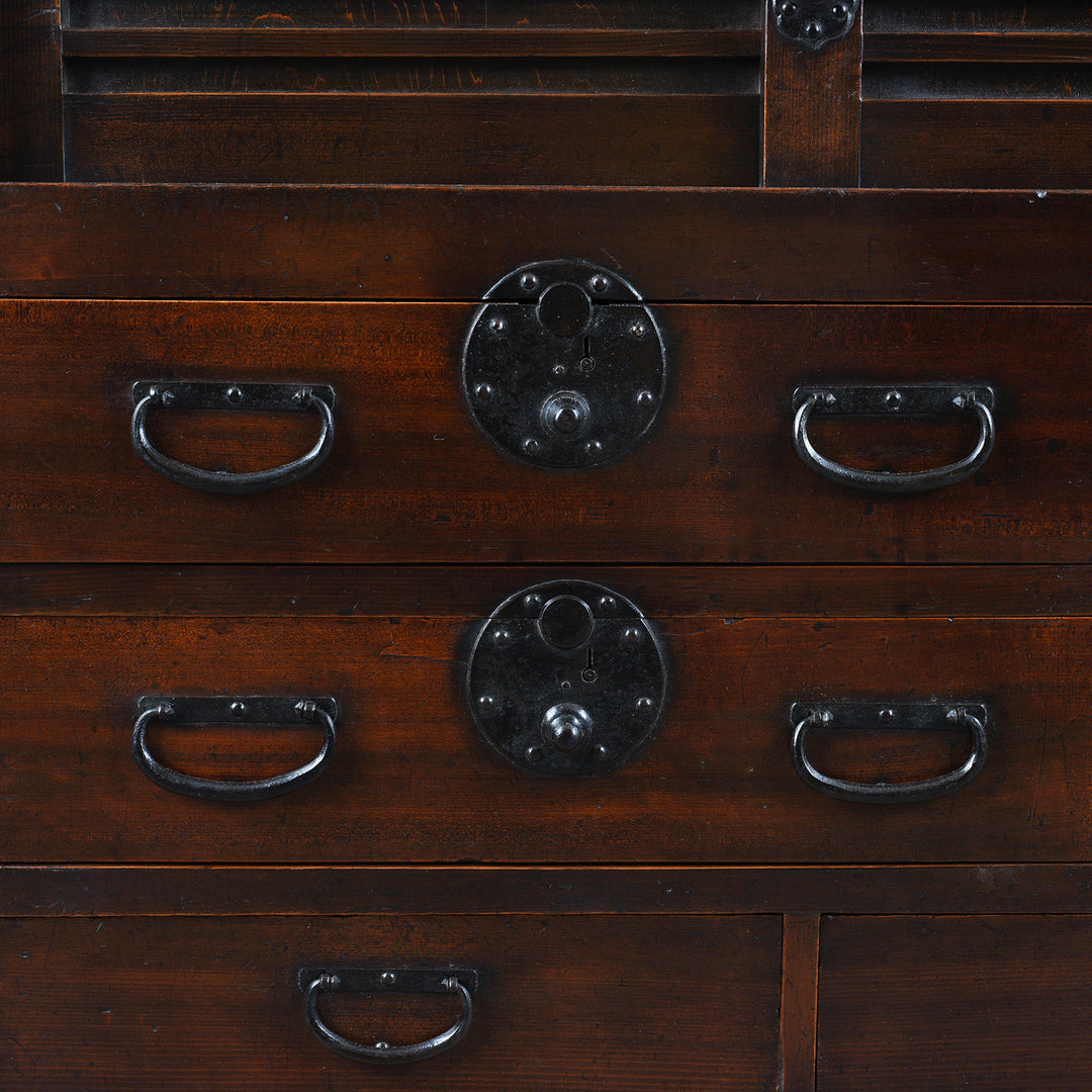 Ironwork Detail From Antique Japanese Mizuya Dansu | Indigo Antiques