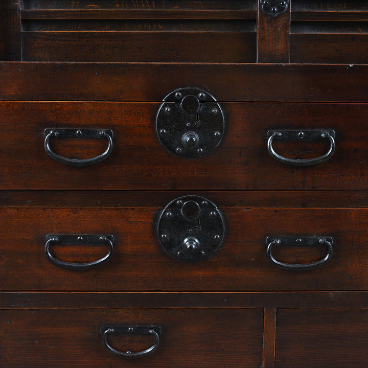 Ironwork Detail From Antique Japanese Mizuya Dansu | Indigo Antiques
