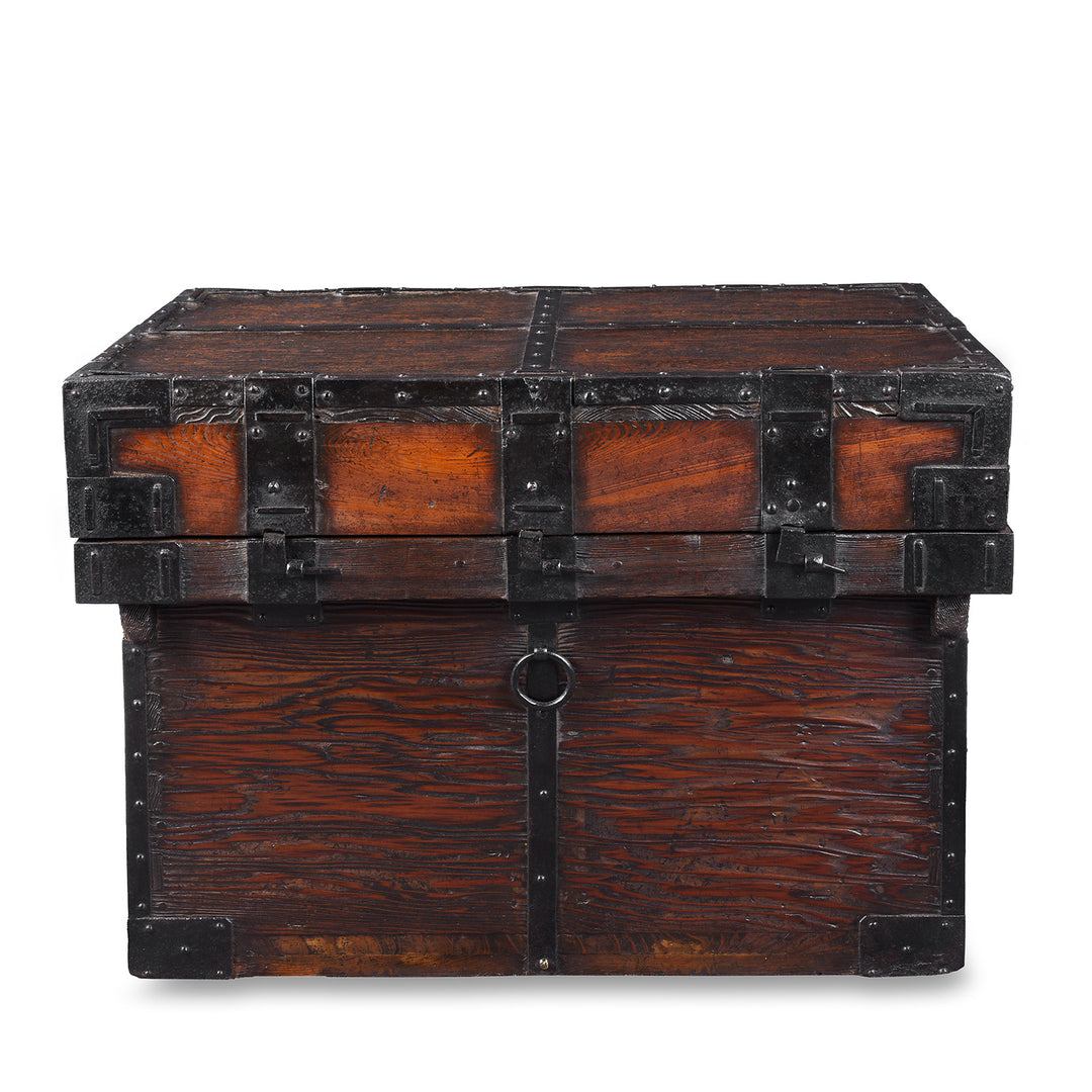 Back of Antique Japanese Nagamochi Kuruma Chest 