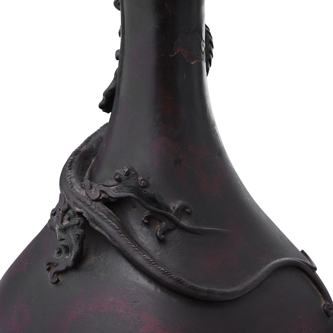 Dragon Detail From Back Of Japanese Antique Bronze 'Dragon' Vase | Indigo Antiques